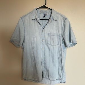 Light wash denim button up shirt